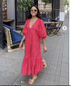 Zara SS21 Vestido Con Calado Bordado Rojo Rosa Talla S 4786/095 Bloggers  Fave | eBay