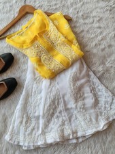 Yellow Chikankari Georgette Kurta Sharara Set Ethnic Wear Salwar Kameez Dress