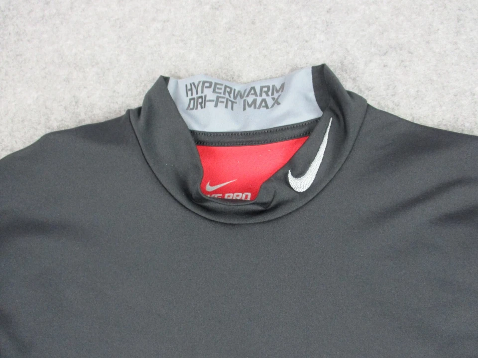 Nike Shirt Men Small Black Gray Combat Hyperwarm Dri Fit Max Compression Workout - Image 2 of 4