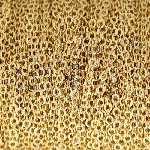 14kt Gold Cable Chain, Dainty Flat Cable, 1ft, Mini Designer Link Chain 1617F - Picture 3 of 3
