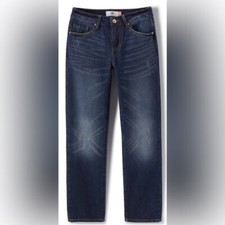 CABI Malibu Jean Denim Relaxed Fit Straight Leg Dark Wash Distressed Womens Sz 8