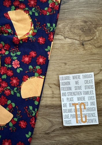 New Release LuLaRoe TC Tall & Curvy Leggings Beautiful Flower Taco Print New - Picture 2 of 3