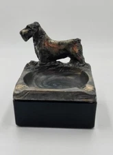 Vintage Weidlich Bros Scottie Dog Metal Ashtray + Glass Bottom Rare Find WB Mfg