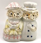 Vtg Kitschy Porcelain  Cook Chef Anthropomorphic  Mr Mrs Owls Kitchen Figurine