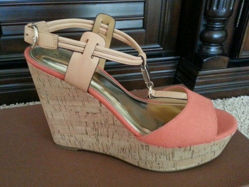 Plumín ENTRENADOR Zapatos Linden Lona Cuñas sandalia plataforma con cuero  Papaya 9 Natural | eBay