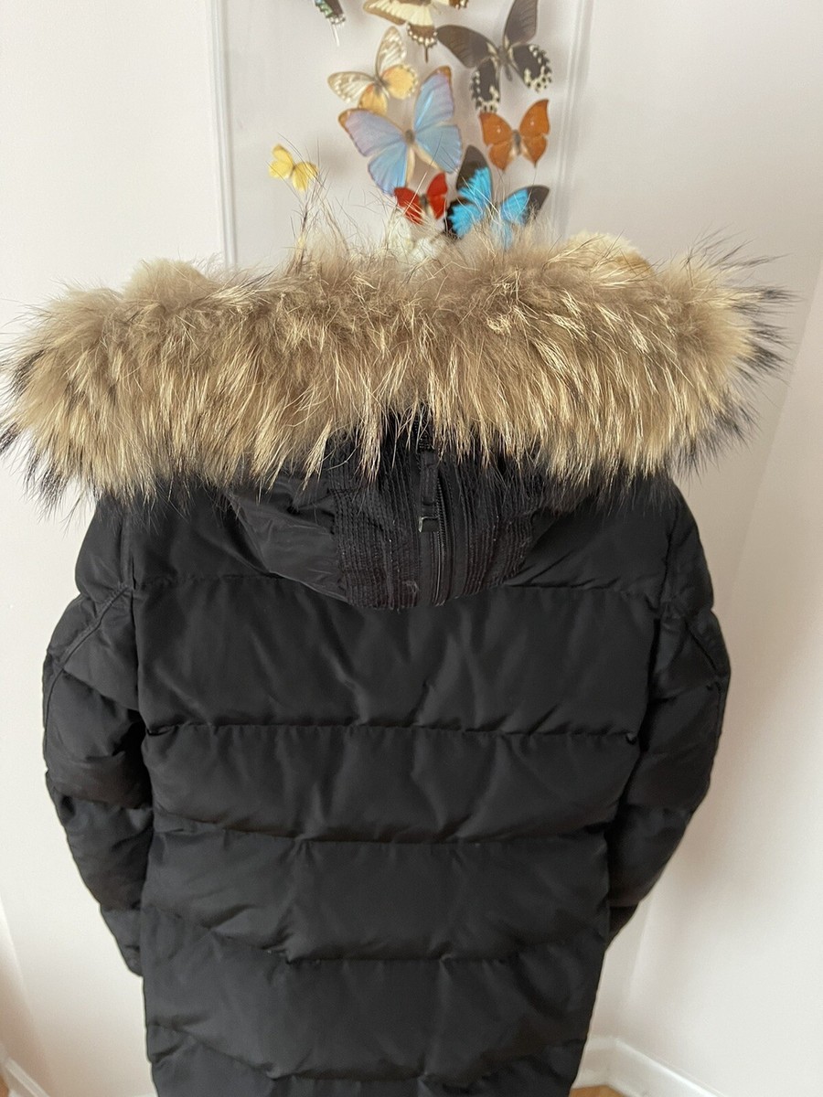 Parajumpers Long Bear down jacket , size S, real fur, black Parajumpers Long Bear down jacket , size S, real fur, black
