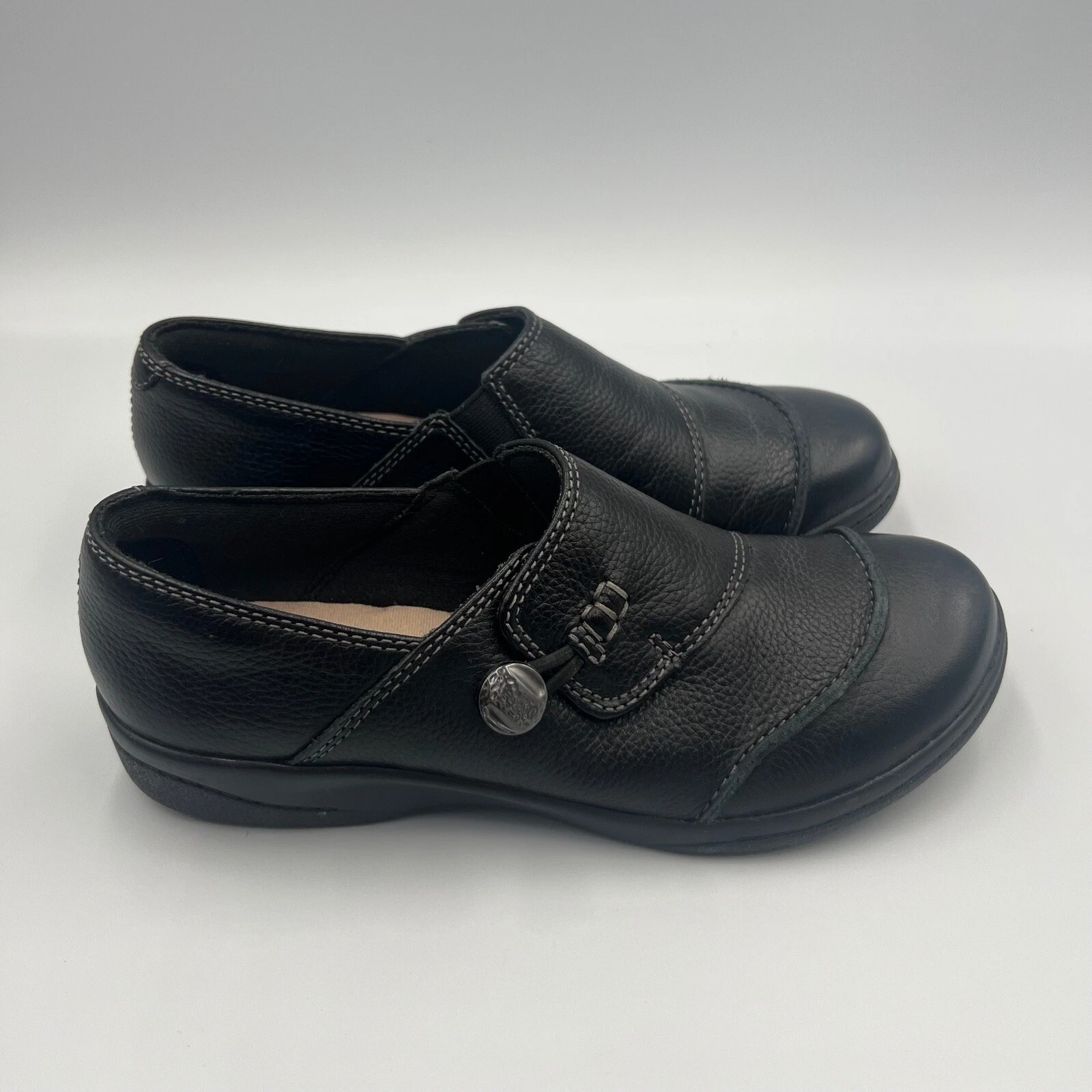 Mocassino Clarks Cheyn Misha donna 6 M nero scarpe pelle comode casual slip on