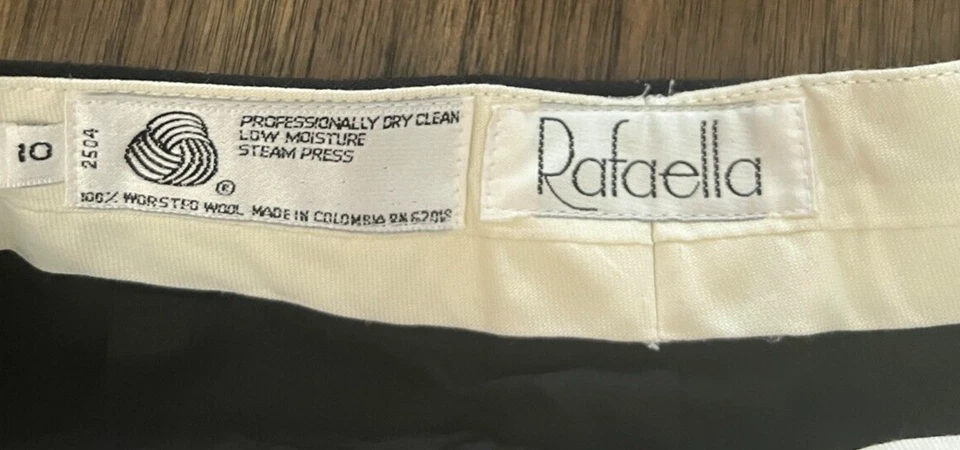 Rafaella wool Dress Pants Size 10 Button Zip Lined black stripe womens wide leg - Image 2 of 4