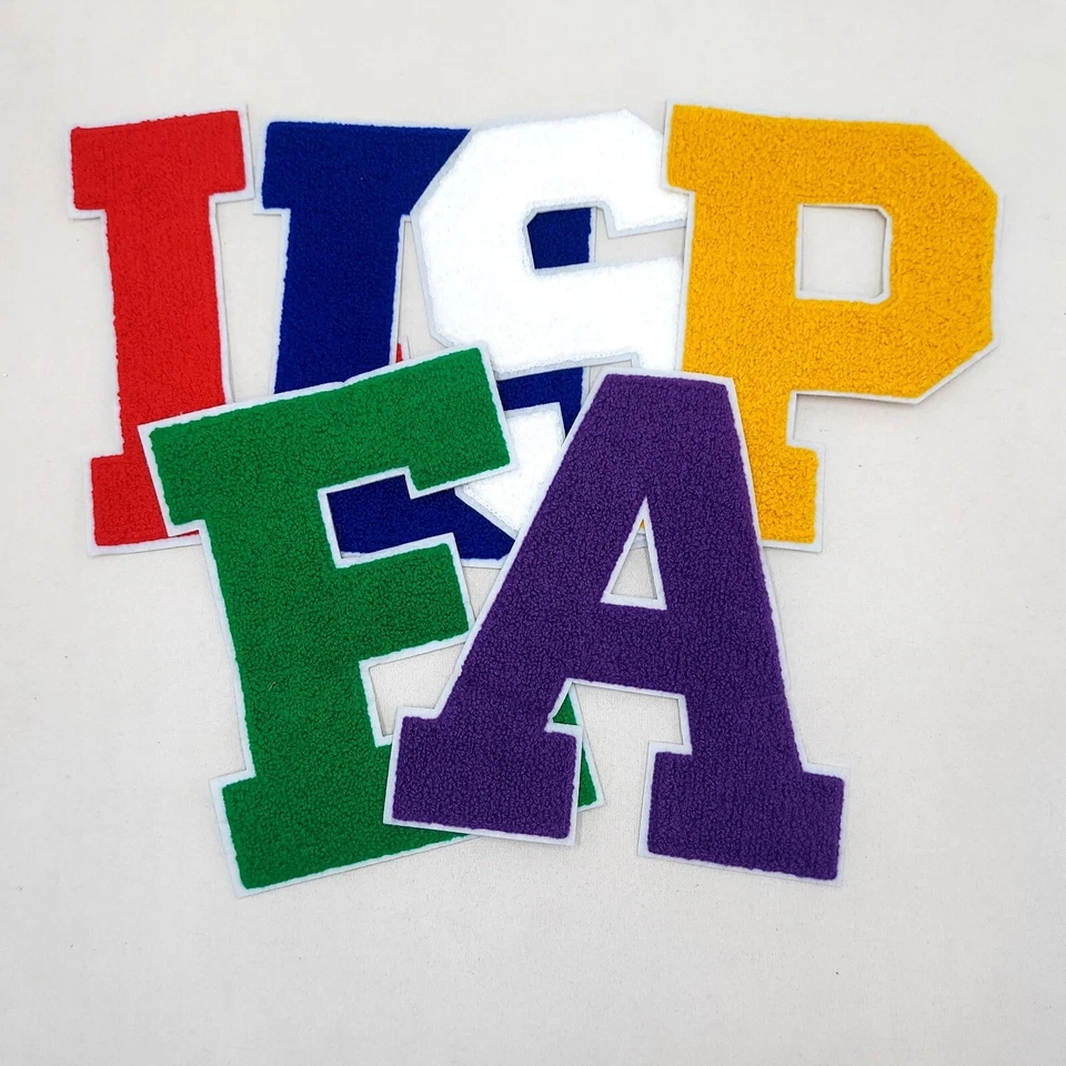MHY Large 8 Inch Chenille Letters with White Background: Pick Your Letter / Color