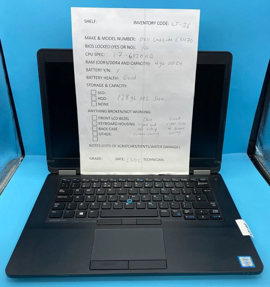 Dell Latitude E5470 14" LAPTOP / i7-6TH / 4GB RAM / 128GB M.2 / OS (OFFERS OK) - Image 3 of 4