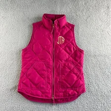 J. Crew Puffer Vest Womens XS Pink Quilted Jacket Duck Down Waterfowl Feathers