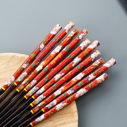 Chinesische Holz Essstäbchen Stäbchen Chopsticks 5 Paar/Set - Pfingstrose - Bild 4 von 14