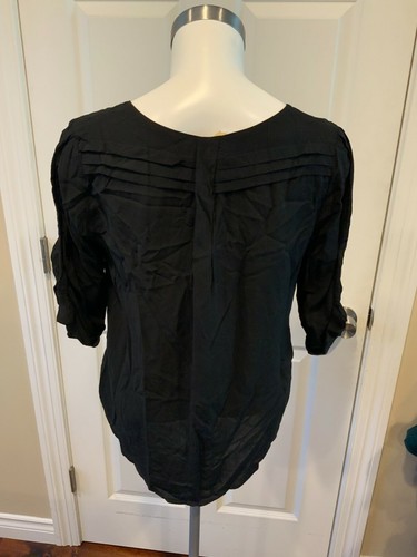 Edme & Esyllte Anthropologie Black Button-Up V-Neck Blouse, Size 6 (US) 10 (UK) - Picture 4 of 5