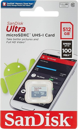 Sandisk 512Gb Ultra MicroSDXC Uhs 1 Card 100Mb/S Grey SDSQUNR-512G-GN3MN Grey - 第 1/2 張圖片