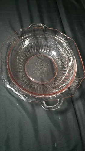 Vintage Anchor Hocking Mayfair Open Rose Pink Depression Glass 10” Serving Bowl