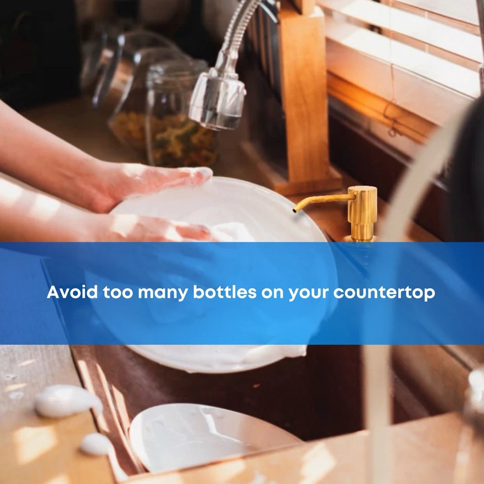 Brass Soap Dispenser, Kitchen Sink Liquid Pump Bottle, Dish Soap Dispenser - Image 3 of 4