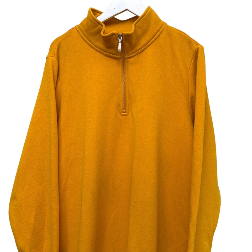 D & Co Active Womens Sweatshirt Plus Size 2X Yellow Mock Neck Pullover 1/4 Zip - Image 2 of 4
