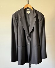 Talbots Woman Italian Wool Stretch Blazer Charcoal 16W 2 Front 4 Cuff Buttons