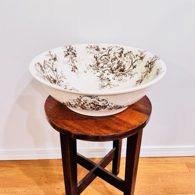 Antique Brown Westhead Moore and Co Transferware Basin Cartouche Pattern