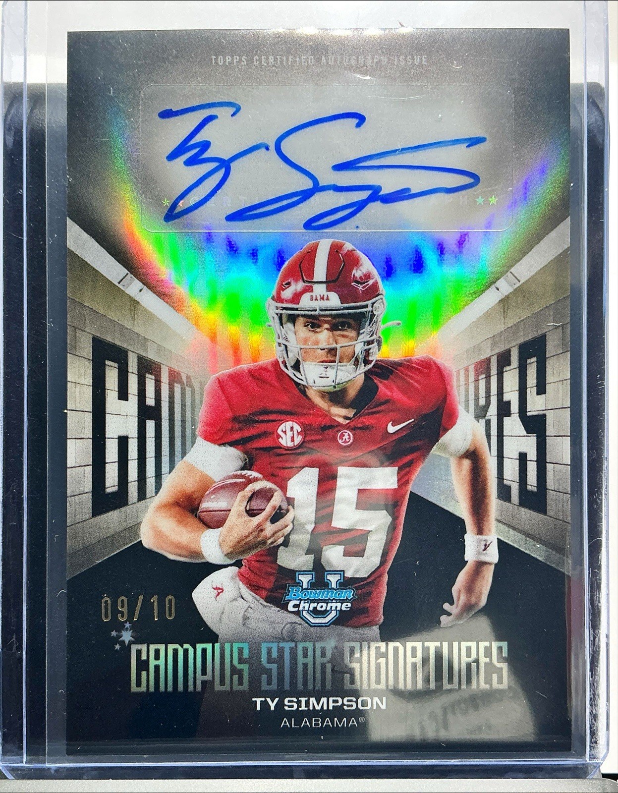 2025 Bowman Chrome U Ty Simpson Campus Star Black Auto /10 RARE Alabama STAR!