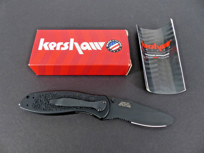 Rare Kershaw 1675BLKST Ken Onion Rescue Blur Assisted Folding Knife Blunt Blade