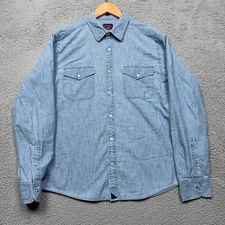 UNTUCKit Shirt Mens Large Slim Fit Blue Denim Chambray Long Sleeve Casual