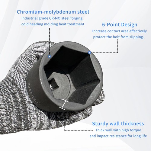 1/2 Inch Drive Impact Socket 36mm Metric, 6 Point Cr-Mo Deep Impact Socket, 7... - Picture 3 of 7