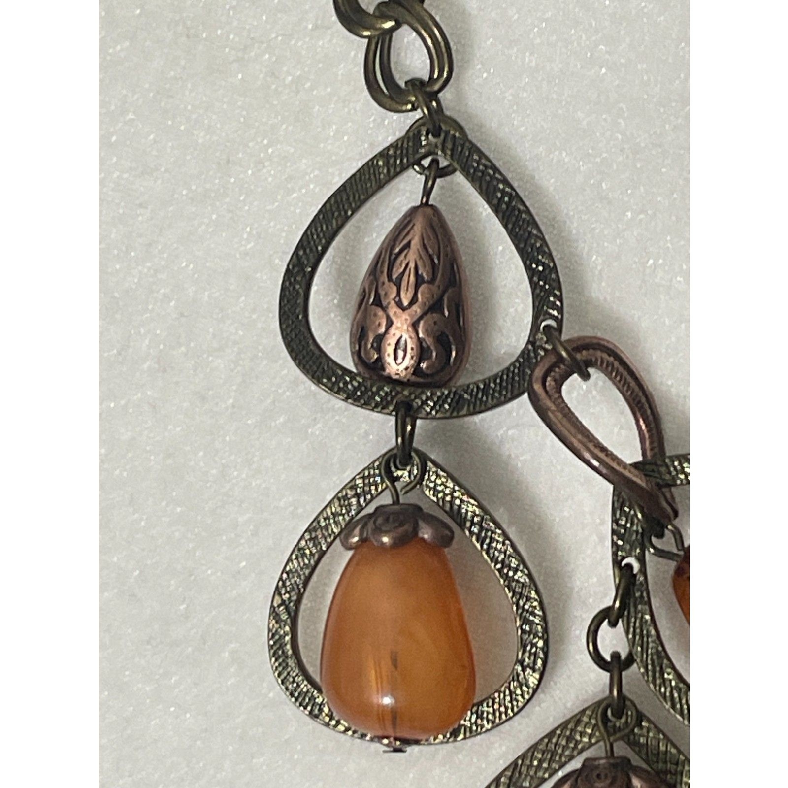 Ruby Rd Beaded Statement Necklace Bronze Tone Amb… - image 7