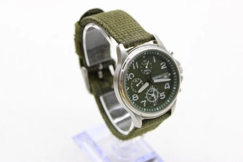F Vintage Gents Seiko Chronography 7T92 Military Quartz Working Wristwatch
