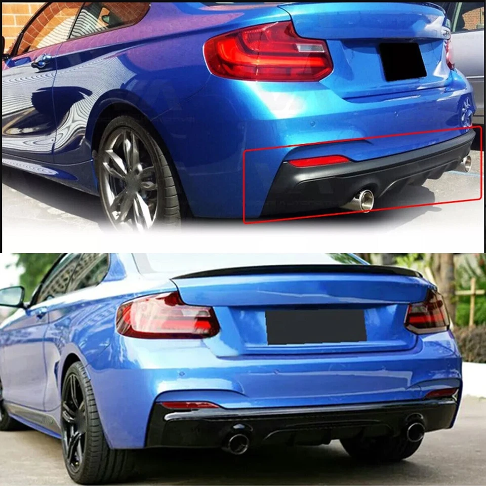 Labio difusor parachoques trasero negro brillante para BMW F22 F23 230i M240i M Sport 2014-19 Foto 4 de 4