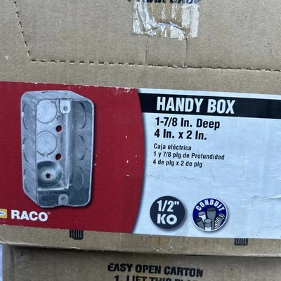 50 Pcs Hubbell Raco 8660 Metal 1-Gang HANDY BOX w/ Ground Screw 4" x 2" x 1-7/8"