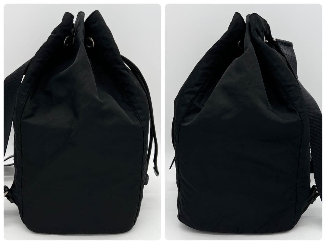 Rare  Prada Drawstring Backpack Triangle Logo Bla… - image 8