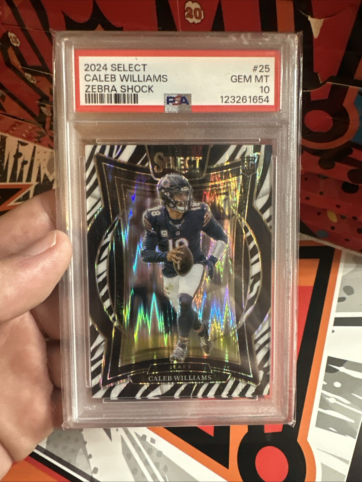 2024 Panini Select - Caleb Williams #25 Zebra Shock ROOKIE CARD PSA 10