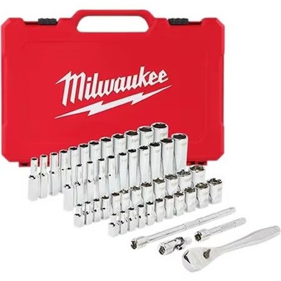 Milwaukee Tool 48-22-9004 1/4'' Drive 50Pc Ratchet & Socket Set - Sae & Metric