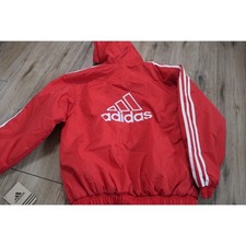 NWOT Vintage 90s ADIDAS Boundry Red Youth Medium Jacket w/Hood
