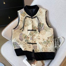 Damen Chinesischer Stil Weste Tang Anzug Strickjacke Blumenmuster Jacquard Süß