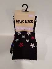Womens Muk Luks Crew Socks 4 Pack Size 6-11 Multicolor