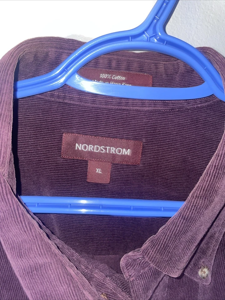 Camisa de pana Nordstrom de colección para hombre XL púrpura 100 % algodón abotonada Western D Foto 2 de 4