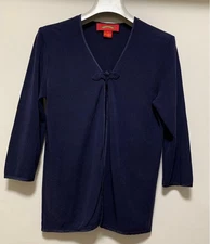 SHANGHAI TANG Silk Cardigan Purple P Size 100% Silk 7/8 Sleeve