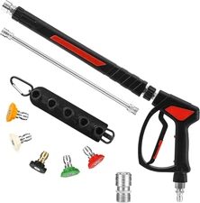 Pressure Washer Gun with 3/8" Swivel Quick Connect, Stainless Steel Internal Val