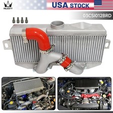 Bolt On Top Mount Intercooler Kit Y Pipe For Subaru 02-07 Wrx Sti Ej20 Ej25 Red