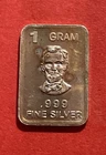 Solid Silver, 1 Gram Bar Featuring Abe Lincoln! .999 Pure Nicely Toned Silver!