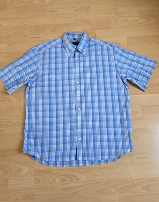 Giorgio Herren Hemd kurzarm Button Down Gr 43 blau weiß kariert Red Edition
