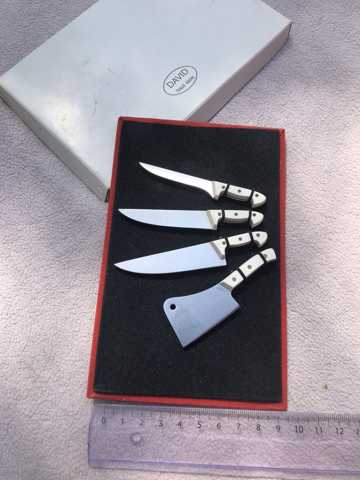 Lot de 4 mini couteaux de chef en acier de cuisine pour collection