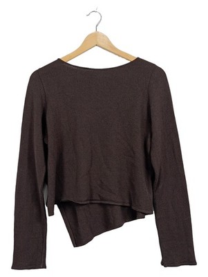 Sarah Pacini Damen Pullover Braun Wolle Asymmetrisch Gr. M