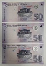 3 Consecutive (2007) 2012 Issue Nicaragua 50 Cordobas Banknotes P# 203 CU