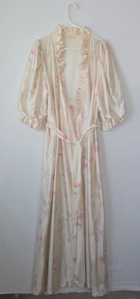 Camisón y bata vintage de nailon satinado floral rosa JC Penny Loungewear talla Grande Foto 2 de 4