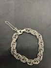 Vintage Monet Brushed Silver Tone Double Chain Link Bracelet Signed