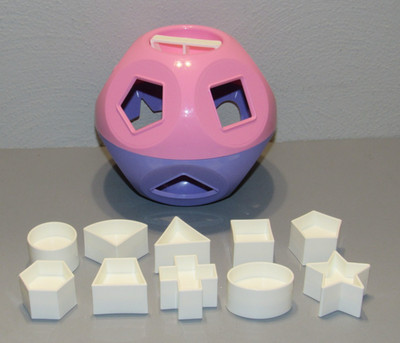 Tupperware Tuppertoys SHAPE-O-BALL Pink Purple Sorter Complete w 10 White Shapes
