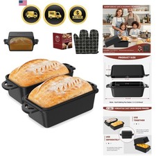 Cast Iron Loaf Pan 9x5 Inch Stackable Bread Baking Pan with Lid 2 Pack
